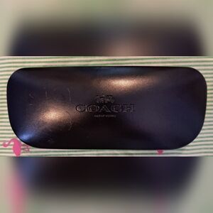 NWOT Coach Black Leather Hard Clam Shell Glasses Sunglass Case